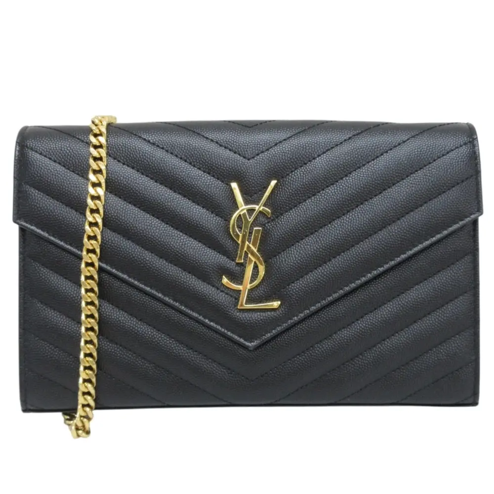 SAINT LAURENT サンローラン モノグラムYSL カサンドラ チェーンウォレット ショルダーバッグ 377828 ブラック