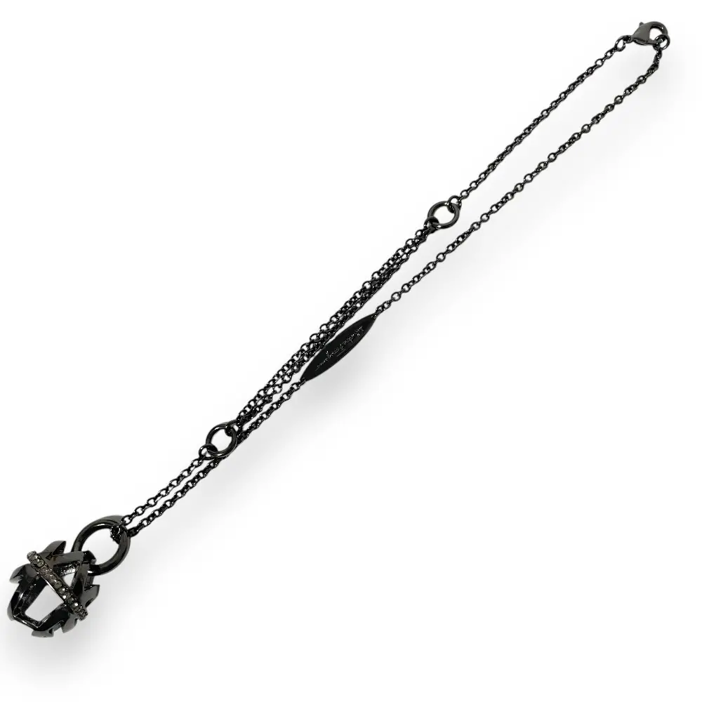 Salvatore Ferragamo サルヴァトーレフェラガモ ラインストーン ボールモチーフ ネックレス ペンダント ブラックシルバー