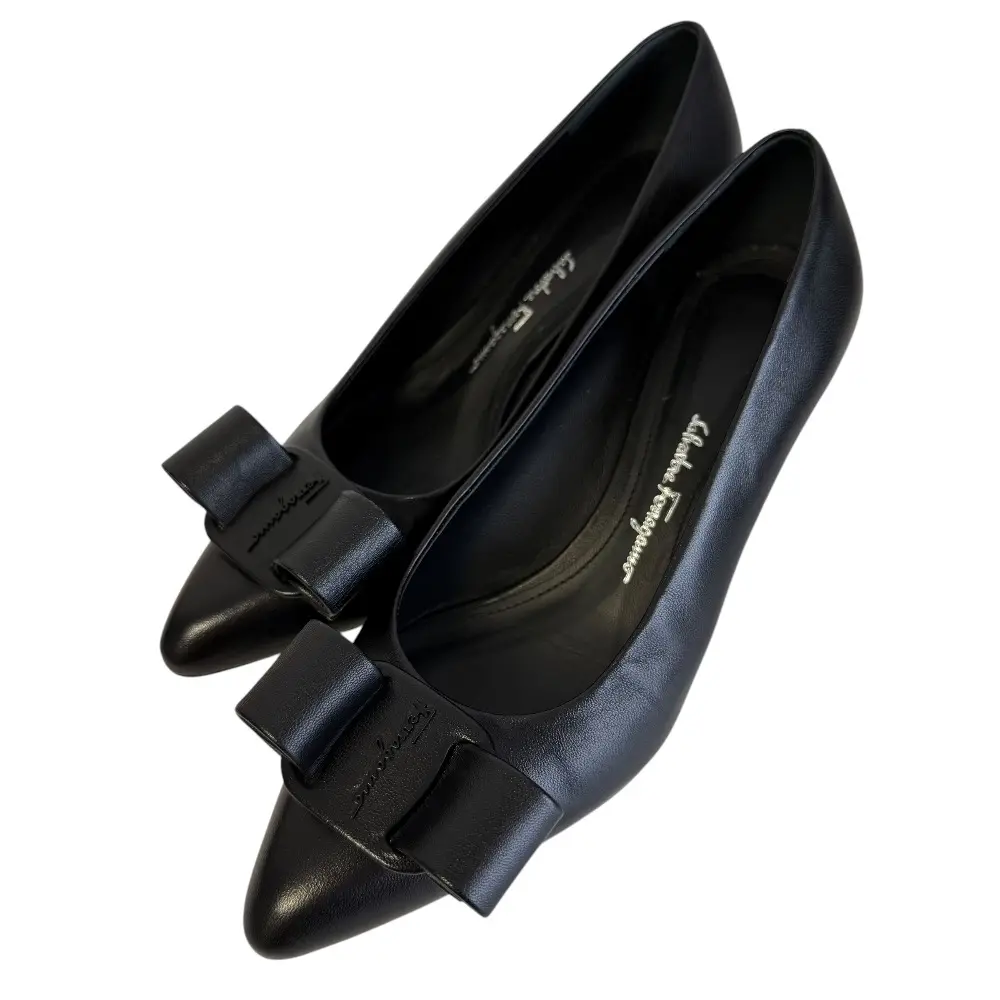 Salvatore Ferragamo サルヴァトーレフェラガモ VIVA ヴァラリボン ウェッジソール パンプス 4 1/2 21.5cm相当 ブラック