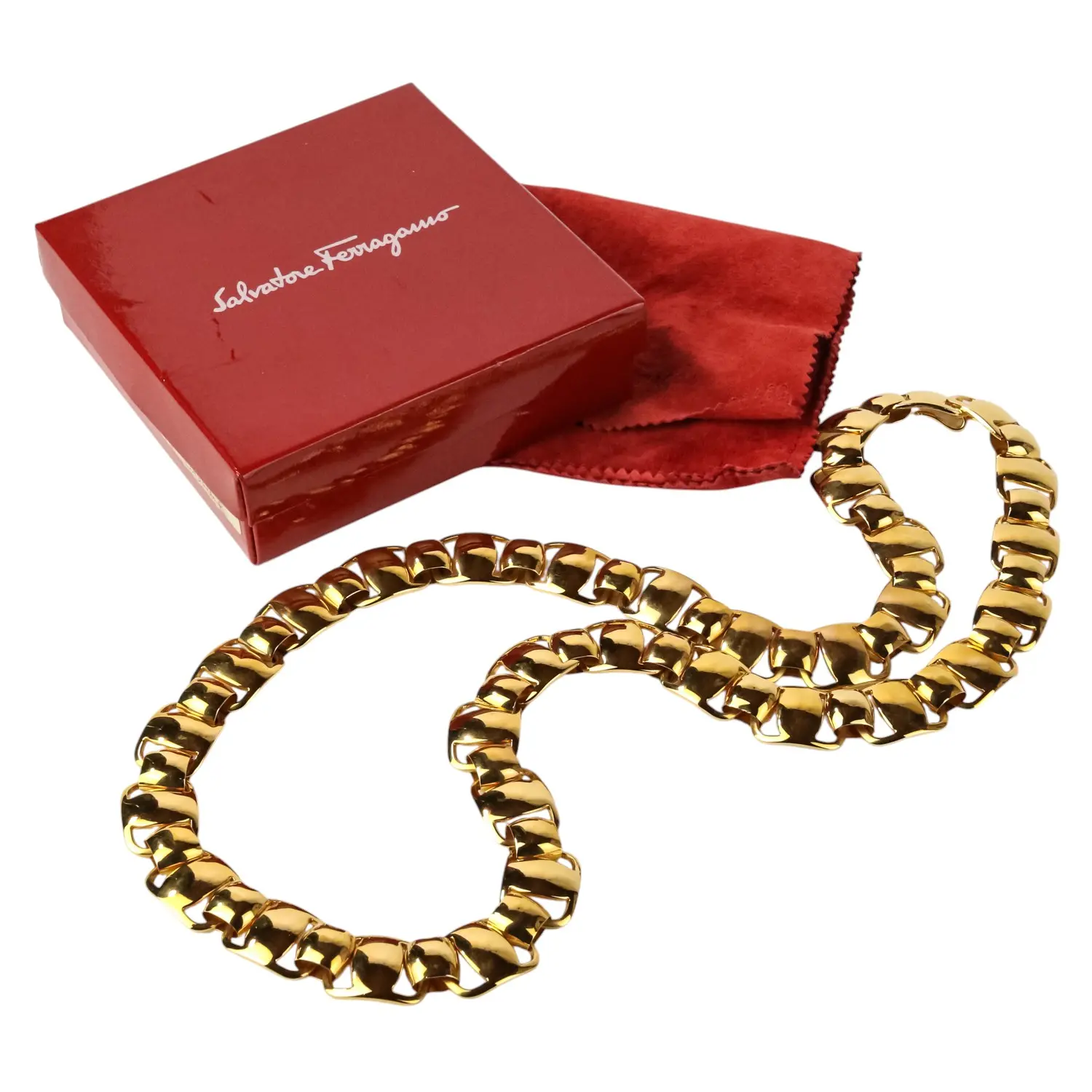 Salvatore Ferragamo サルヴァトーレフェラガモ ヴィンテージ ヴァラ チェーン ベルト ゴールドカラー