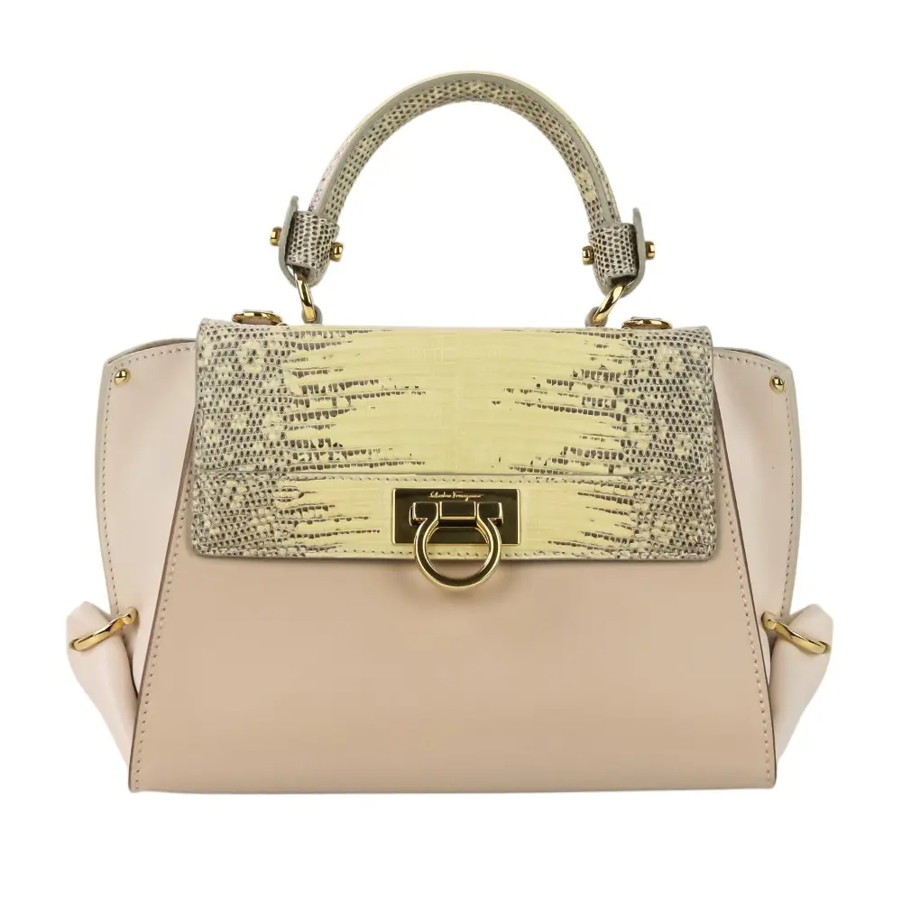 Salvatore Ferragamo サルヴァトーレフェラガモ ガンチーニ ミニソフィア 2way ハンドバッグ ショルダーバッグ ピンクベージュ