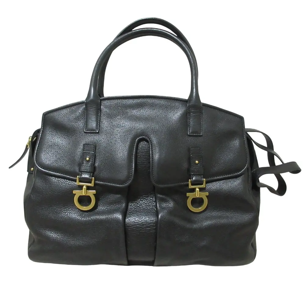 Salvatore Ferragamo サルヴァトーレフェラガモ ガンチーニ レザー トートバッグ ハンドバッグ ブラック