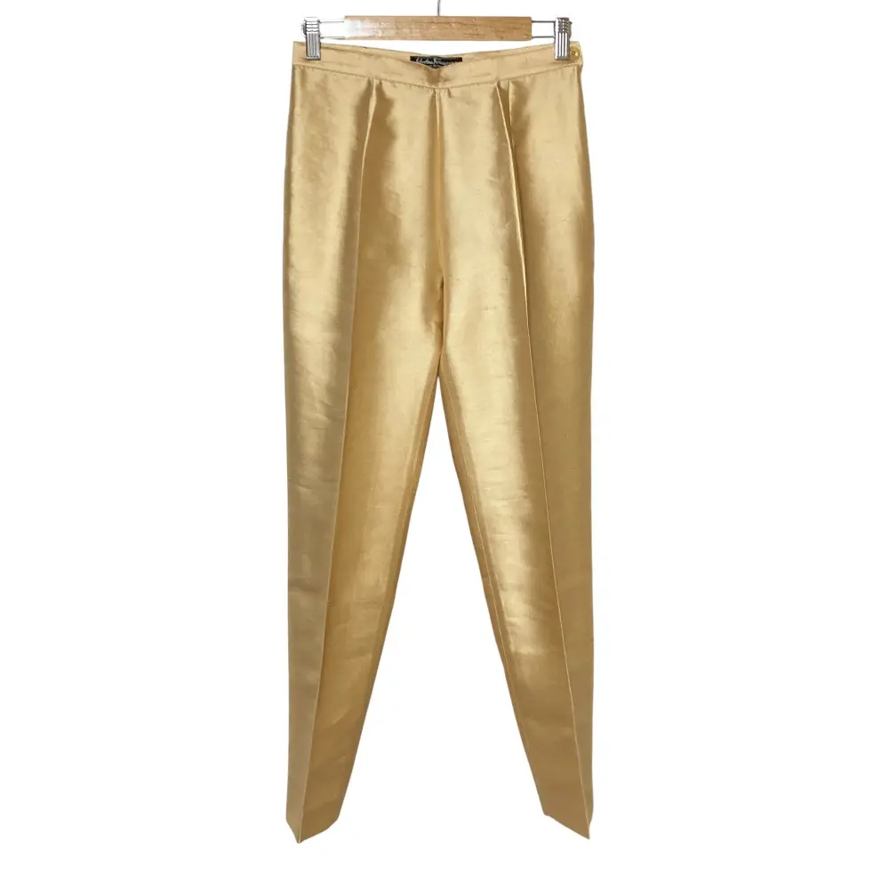 Salvatore Ferragamo サルヴァトーレフェラガモ シルク スラックスパンツ 38 ベージュ