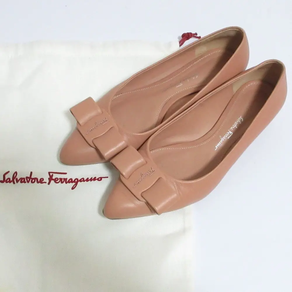 Salvatore Ferragamo サルヴァトーレフェラガモ VIVA ヴァラリボンパンプス 5.5D 23cm相当 ピンク系