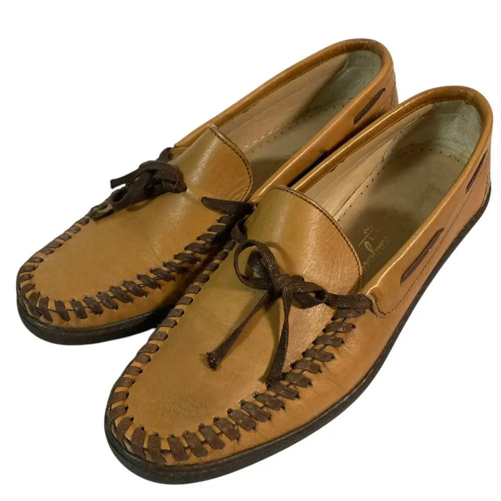 Salvatore Ferragamo サルヴァトーレフェラガモ レザー デッキシューズ サイズ6 約23.5cm ブラウン