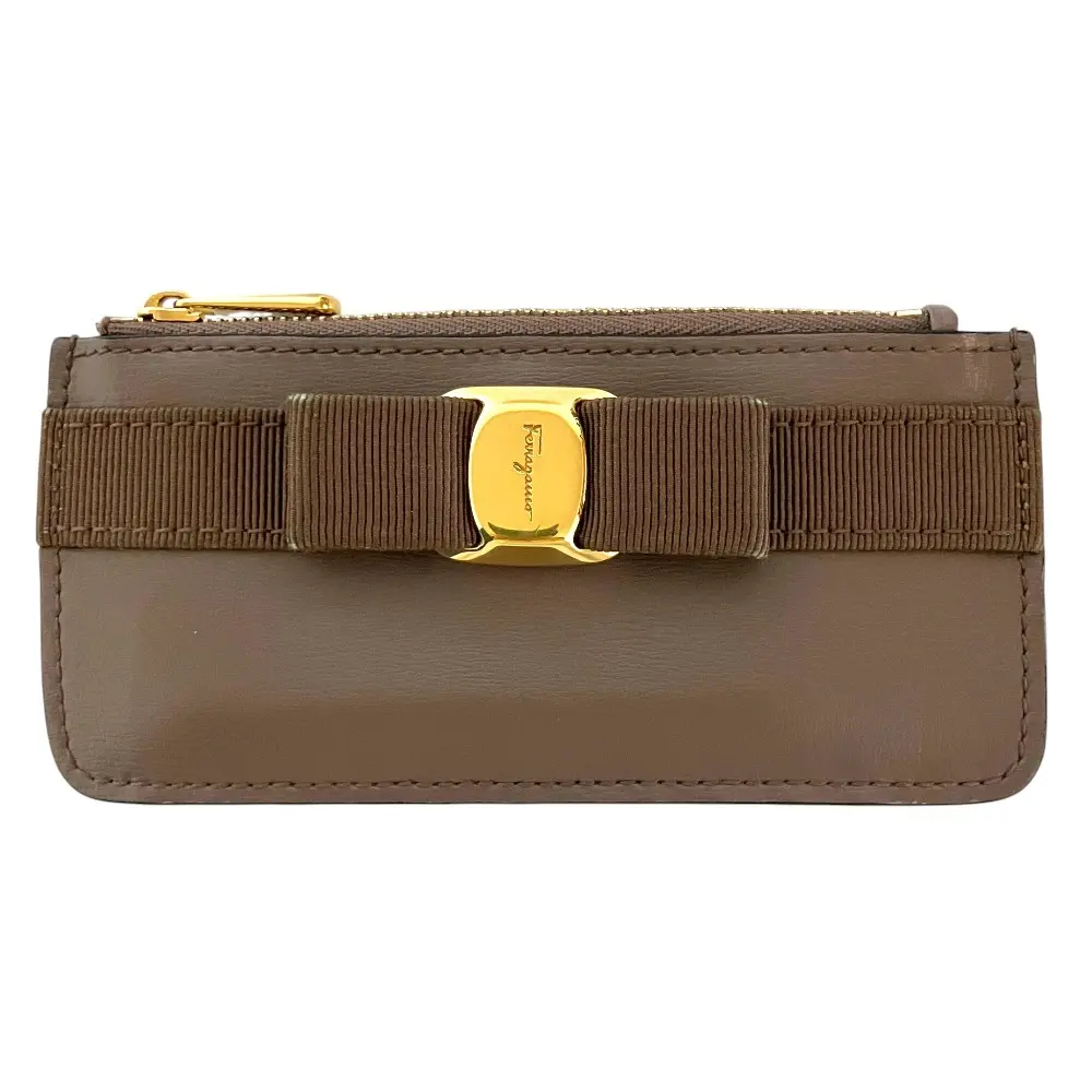 Salvatore Ferragamo サルヴァトーレフェラガモ ヴァラリボン フラグメントケース カードケース コインケース 財布 モカブラウン