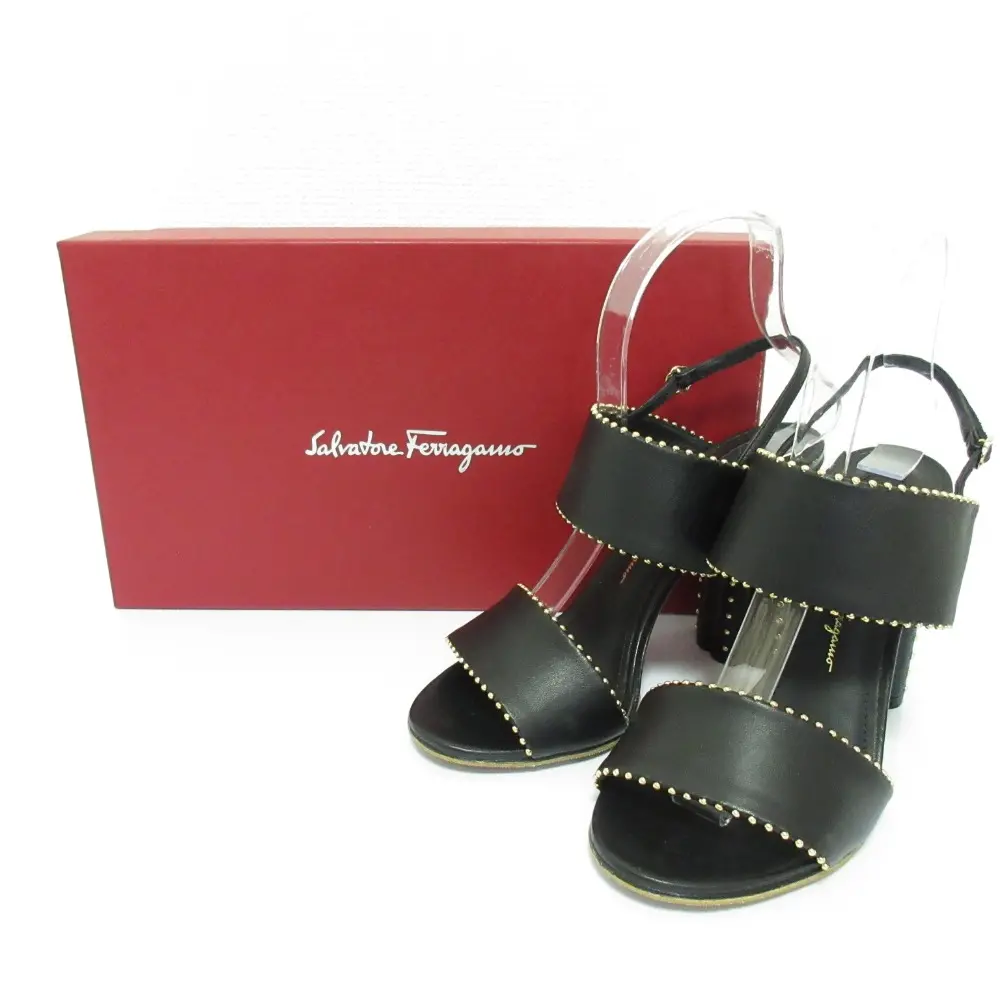 Salvatore Ferragamo サルヴァトーレフェラガモ レザー スタッズ サンダル サイズ6.5 約24cm ブラック