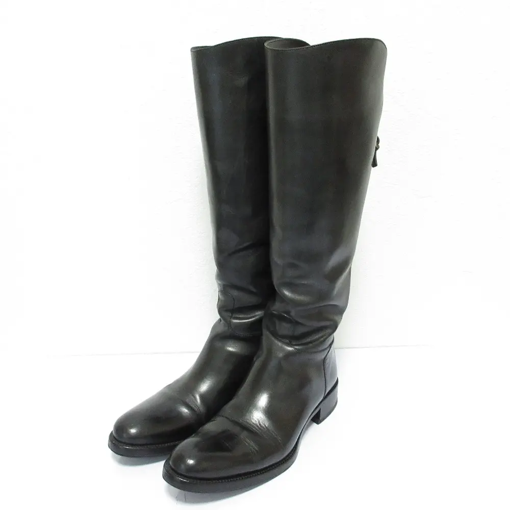 SARTORE サルトル レザー クロスストラップ バックジップ ジョッキーブーツ ロングブーツ 36.5 23.5cm相当 ブラック