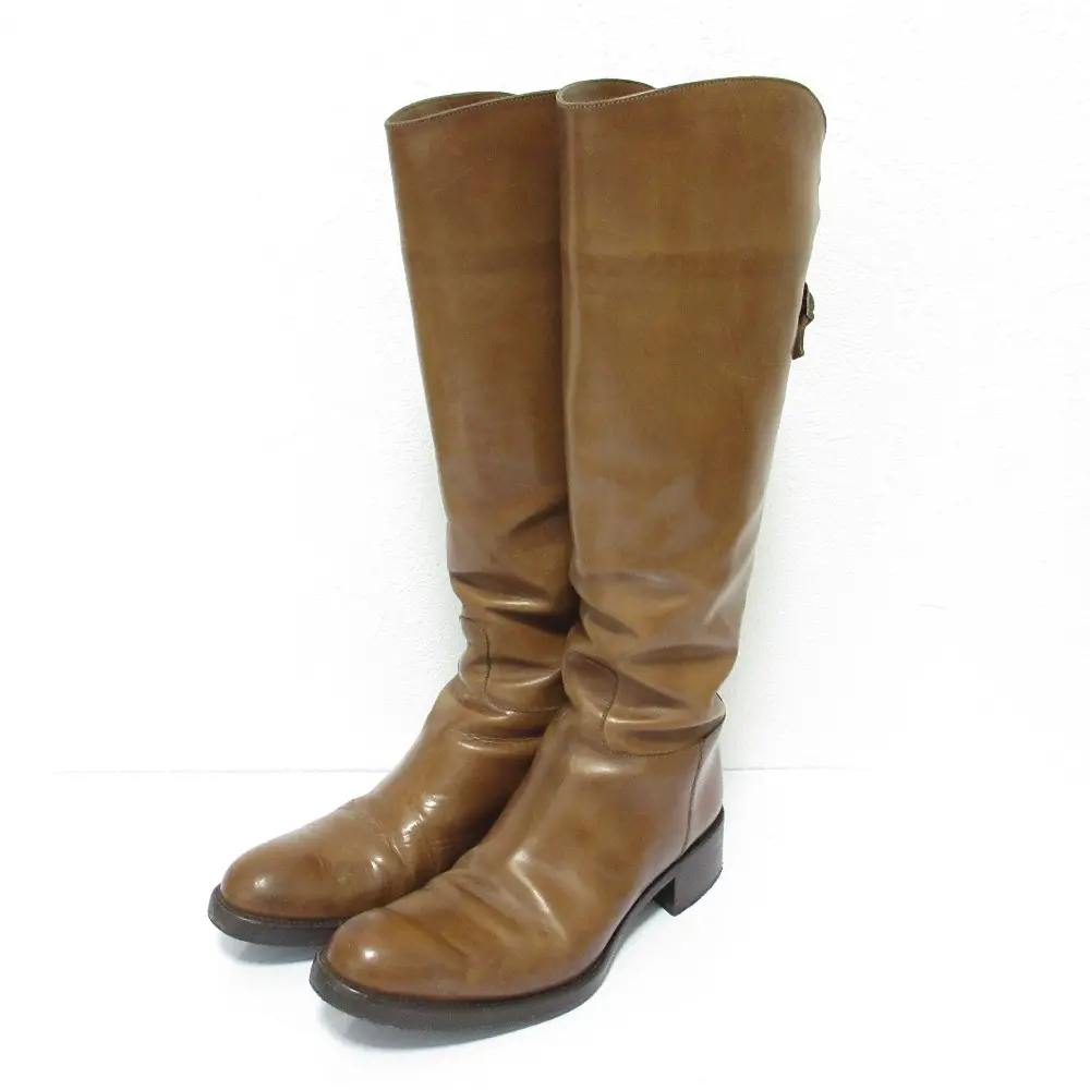 SARTORE サルトル レザー バックジップ クロスストラップ ジョッキーブーツ ロングブーツ 36.5 23.5cm相当 ブラウン