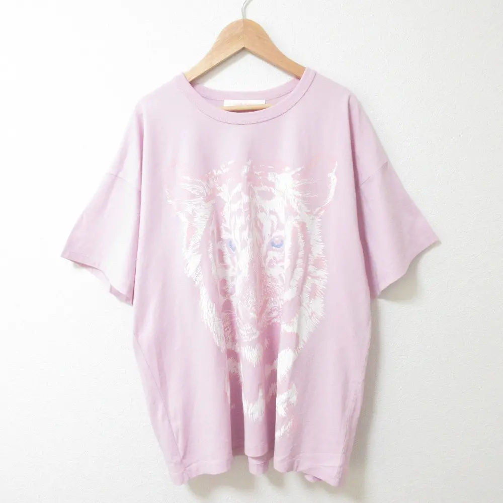 See By Chloe シーバイクロエ タイガープリント クルーネック 五分袖 半袖 オーバーサイズ  Tシャツ カットソー S ピンク系