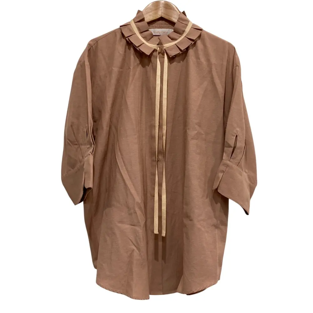 SEE BY CHLOE シーバイクロエ 七分袖 ブラウス シャツ ワイドシルエット サイズ36 ブラウンベージュ