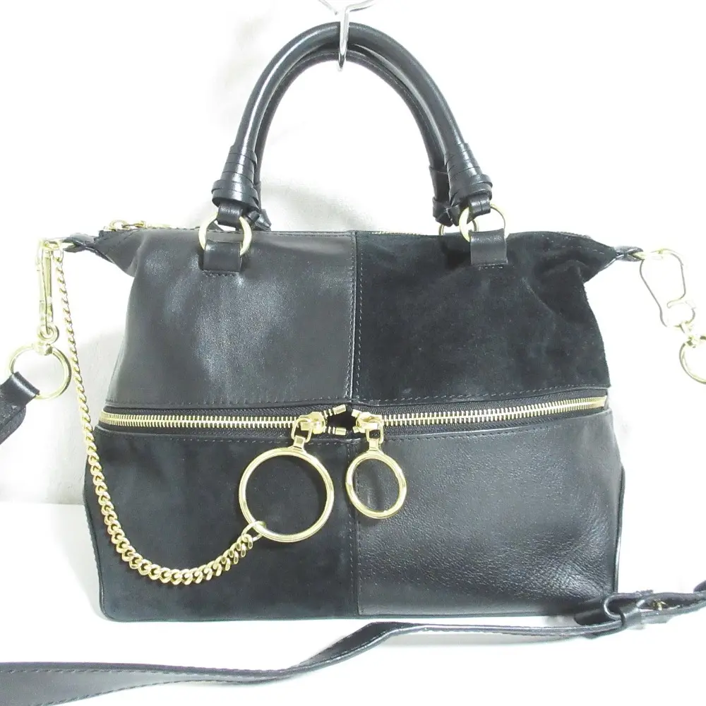 SEE BY CHLOE シーバイクロエ EMY エミー スエード レザー コンビ 2WAY ハンドバッグ ショルダーバッグ ブラック