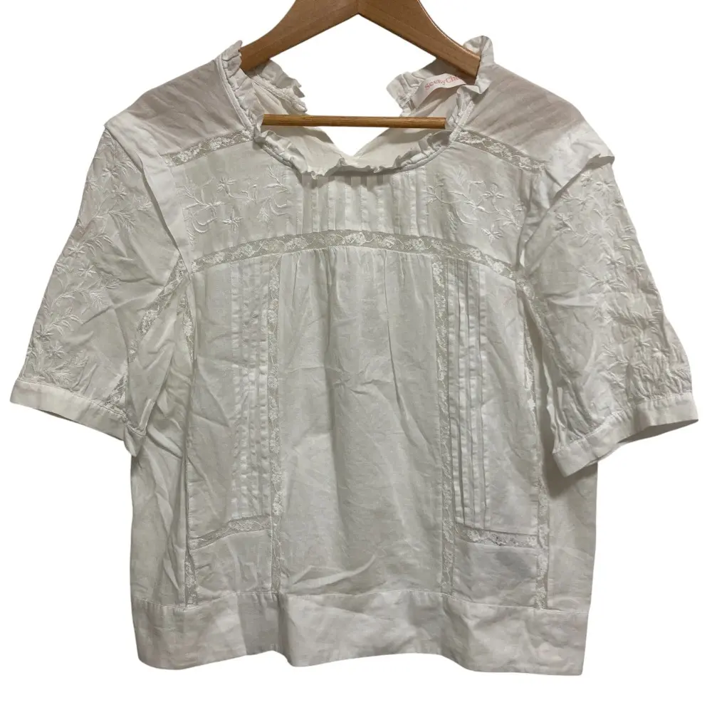See By Chloe シーバイクロエ 半袖 レース刺繍 ブラウス 38 ホワイト