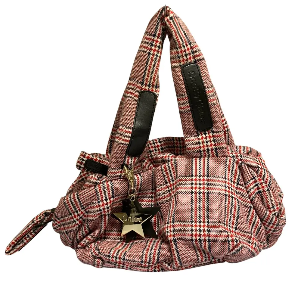 See By Chloe シーバイクロエ JOY RIDER ジョイライダー グレンチェック柄 ミニボストンバッグ レッド系
