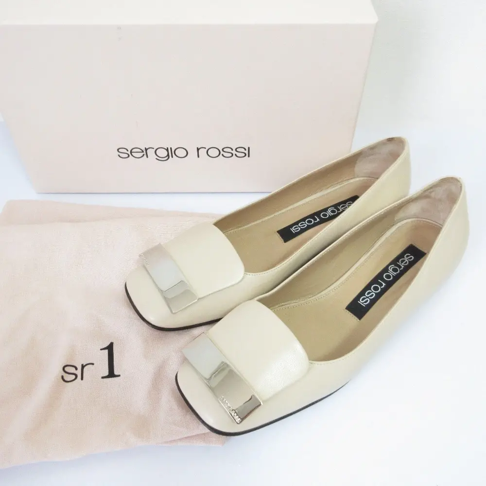 Sergio Rossi セルジオロッシ sr1 シルバープレート フラットパンプス