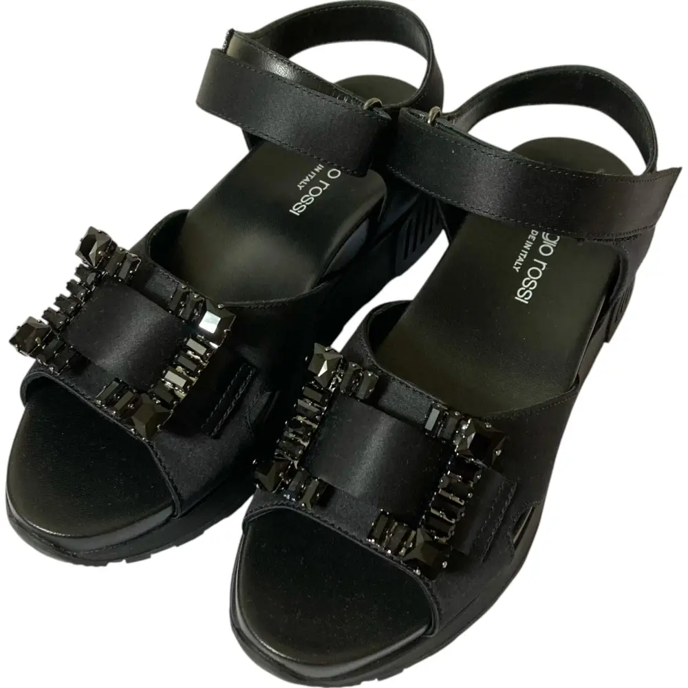 Sergio Rossi セルジオロッシ SR SANDAL RUNNING ビジューバックル ストラップサンダル A99440 36 約23cm相当 ブラック 