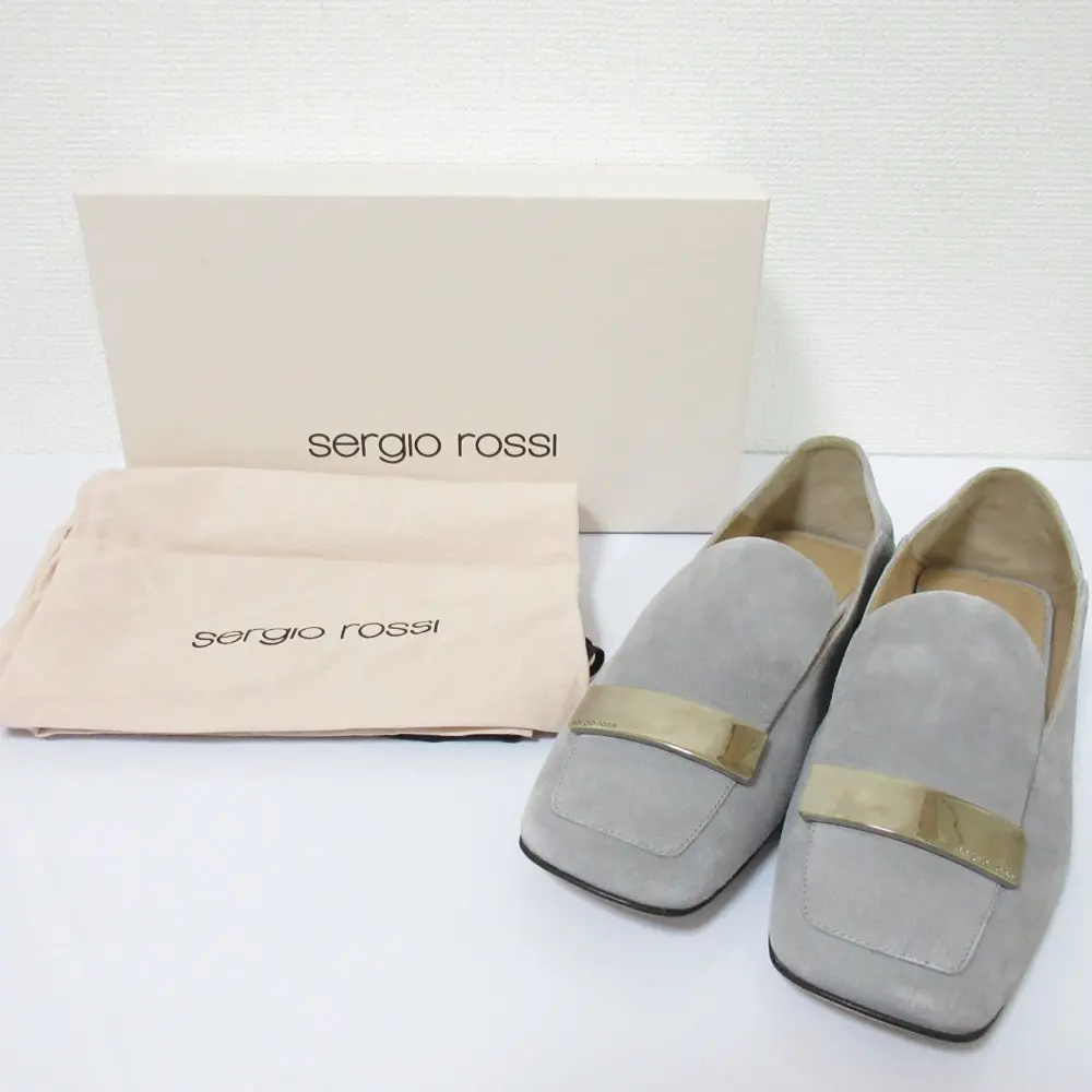 Sergio Rossi セルジオロッシ SR1 005 フラットシューズ パンプス A77990 サイズ38 約25cm グレー