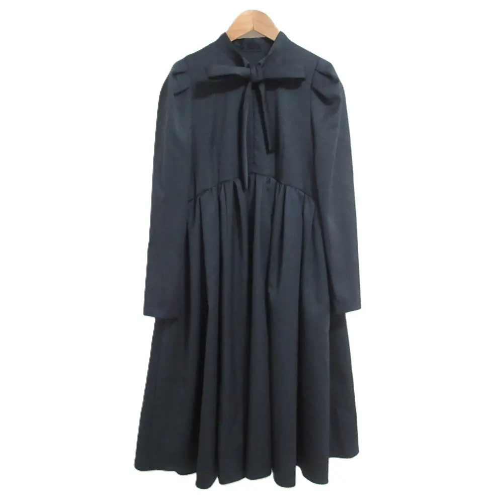 24AW SEVEN TEN BY MIHO KAWAHITO セブンテン バイ ミホカワヒト ボウタイミディワンピース 8A512 サイズS ダークネイビー