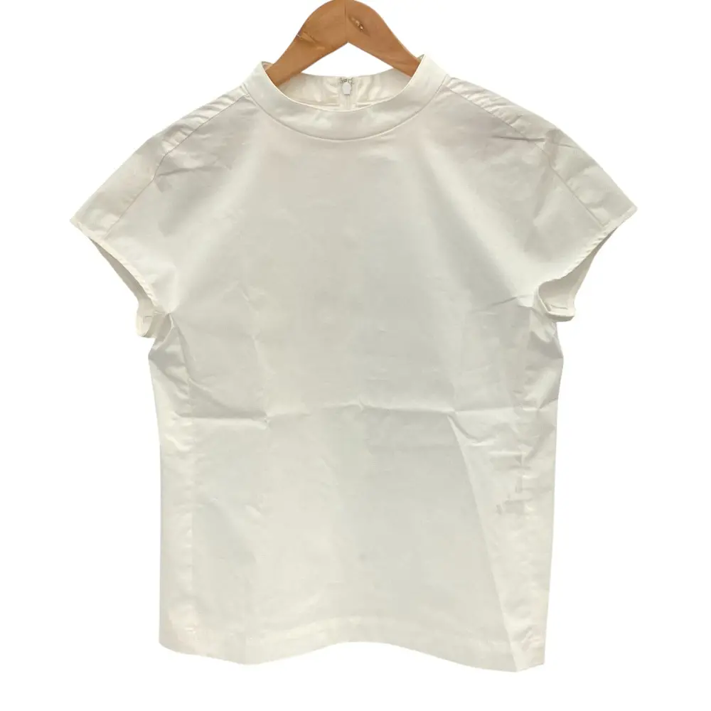 SHE Tokyo シートーキョー フレンチスリーブ タフタ ストレッチ ブラウス 0 ホワイト