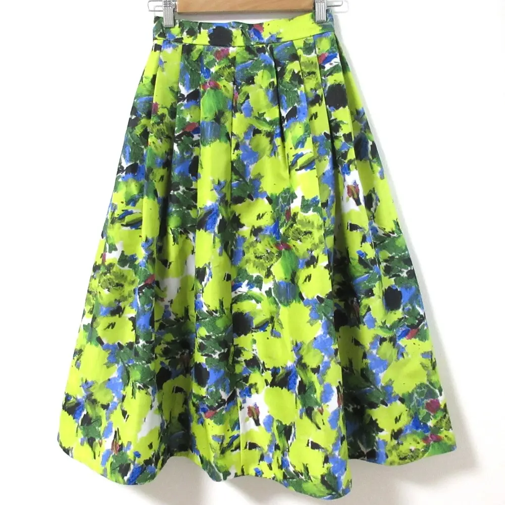 SHE Tokyo シートウキョウ Anna flower フラワープリント ロングギャザースカート サイズ34 グリーン マルチカラー