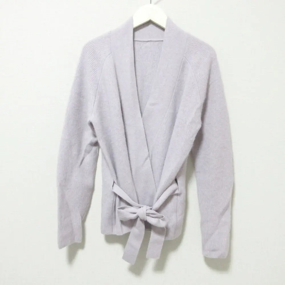 SOEJU ソージュ フォックス混ベルト付きカーディガン カシュクール リブニットジャケット パープル