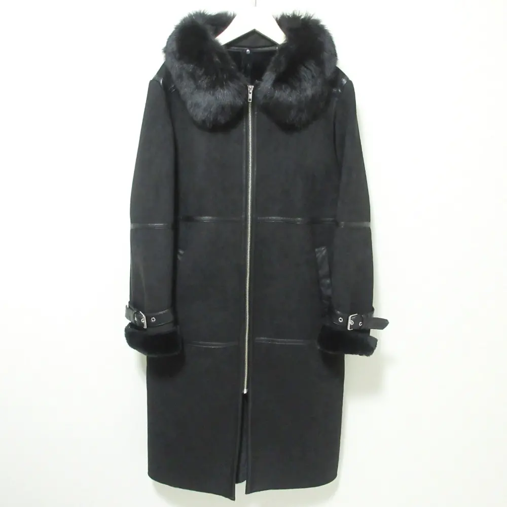 Sov. DOUBLE STANDARD CLOTHING ソブダブルスタンダードクロージング ブルーフォックスファー フェイクムートン コート 36 ブラック