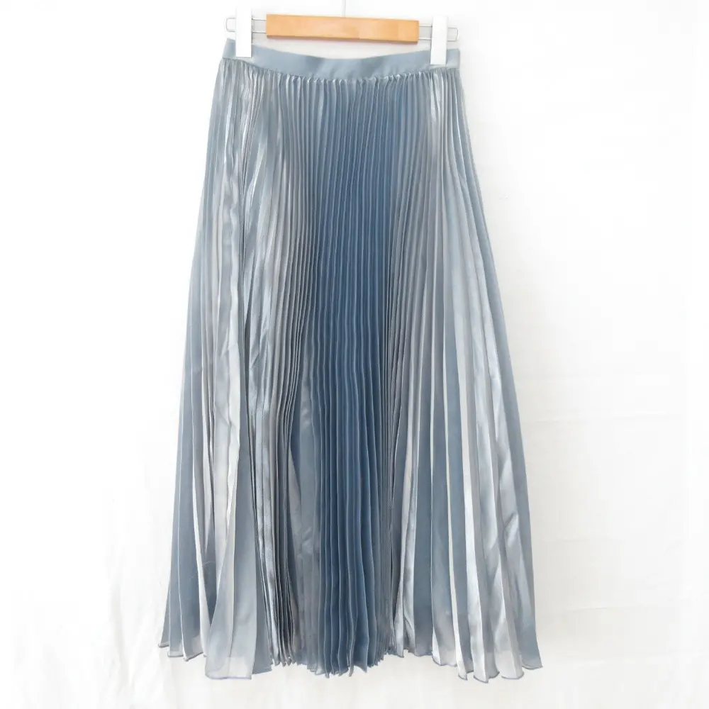 Sov. DOUBLE STANDARD CLOTHING ソブ ダブルスタンダードクロージング ロング サテンプリーツスカート 0302150181 サイズ36 ブルー