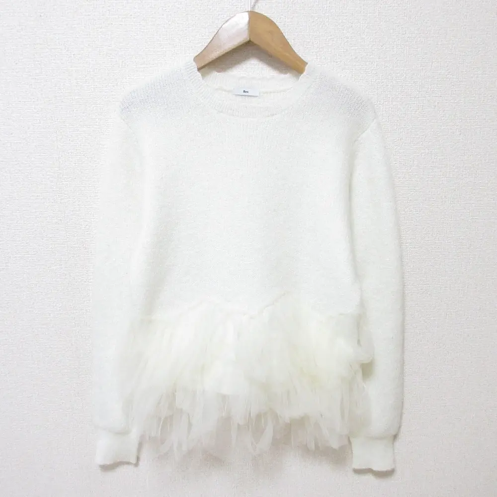 24AW Sov. DOUBLE STANDARD CLOTHING ソブ ダブルスタンダードクロージング スパングルモヘアペプラムニット F ホワイト