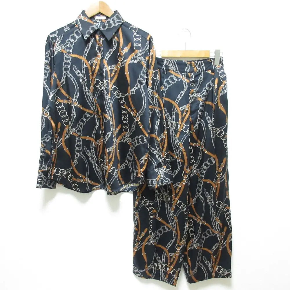 24AW Sov. ソブ ダブルスタンダードクロージング チェーンプリントタックパンツ シャツ セットアップ サイズ36 ネイビー