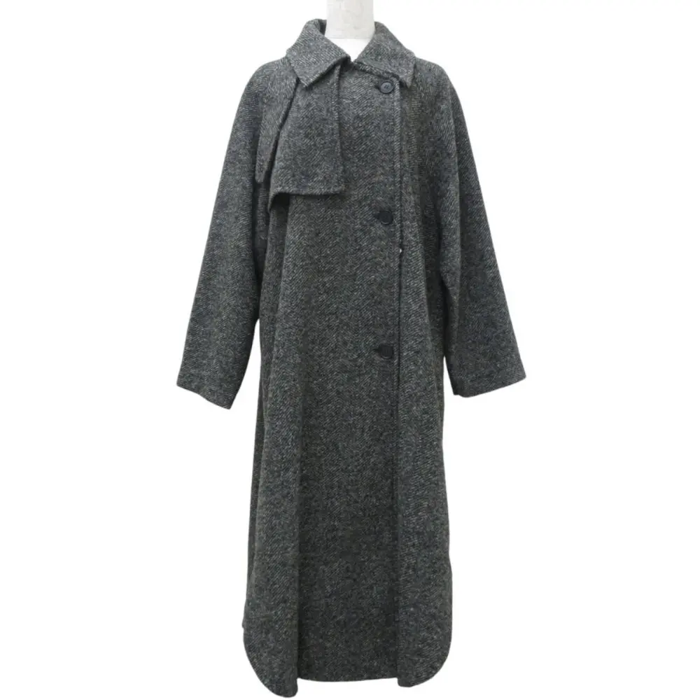 22AW Spick&Span スピック&スパン ウールブレンド Wスライバー ヘリンボーン柄 ボリュームコート 38 グレー