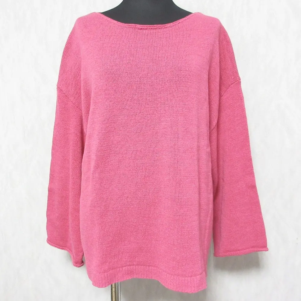 23SS Spick & Span スピック＆スパン テープヤーンルーズプルオーバー リネンコットン ニット カットソー 23080200704010 ピンク