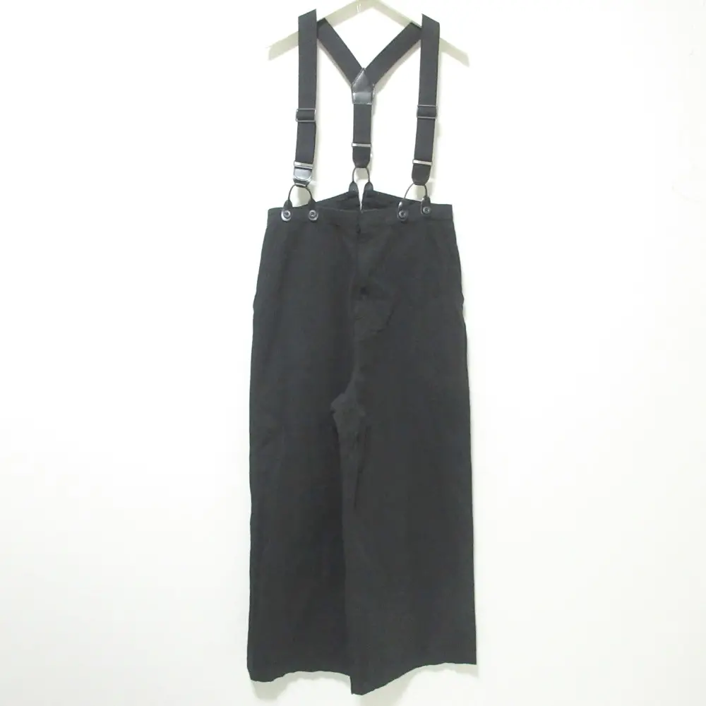 24AW Spick and Span スピック＆スパン サスペンダー付きワーカーパンツ ハイウエスト ワイドパンツ 24030200307130 38 ブラック