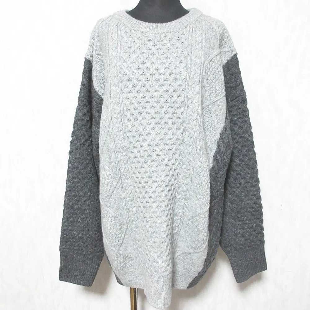 24AW Spick and Span スピックアンドスパン ケーブルカラーブロックニット セーター 24080200542040 グレー