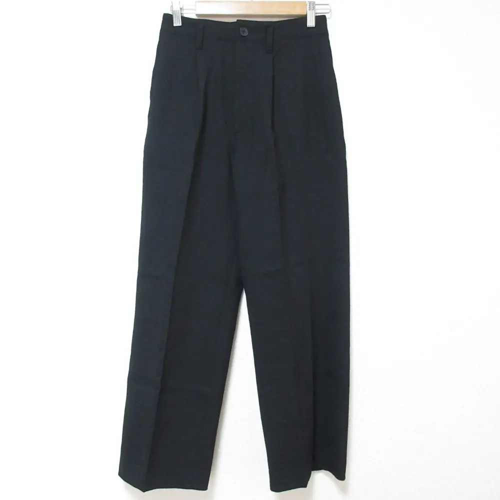 22AW Spick and Span スピックアンドスパン ストレッチ タックウールパンツ 36 ブラック