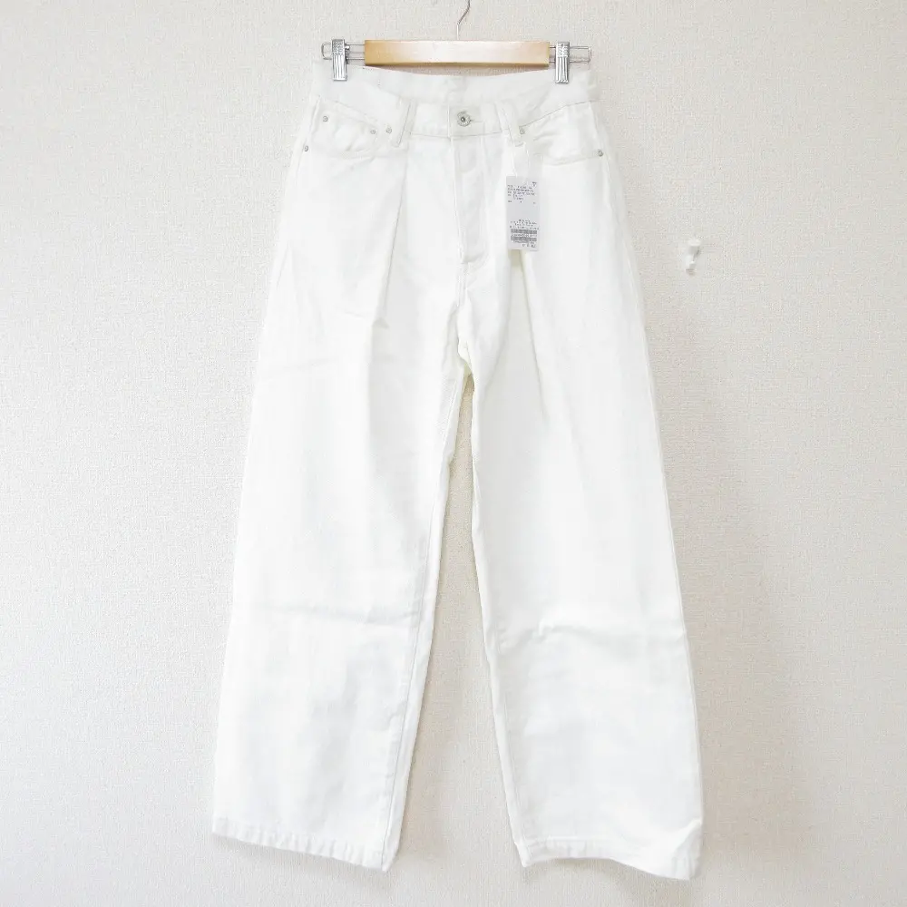 23SS Spick & Span スピック＆スパン 5 1/2 LOOSE-LINE DENIM セミワイド デニムパンツ ジーンズ W29 ホワイト
