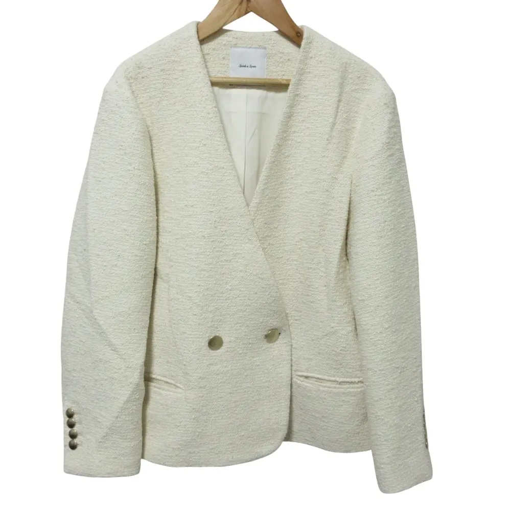 23SS Spick and Span スピック＆スパン ツイードノーカラージャケット 36 ベージュ