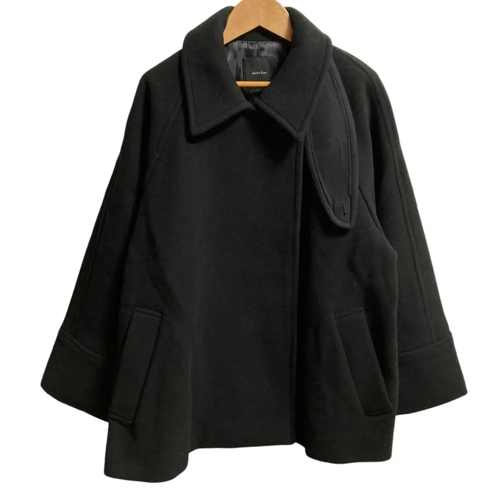 24AW Spick & Span スピックアンドスパン W/Nyモッサステンカラーショートコート サイズ34 ブラック