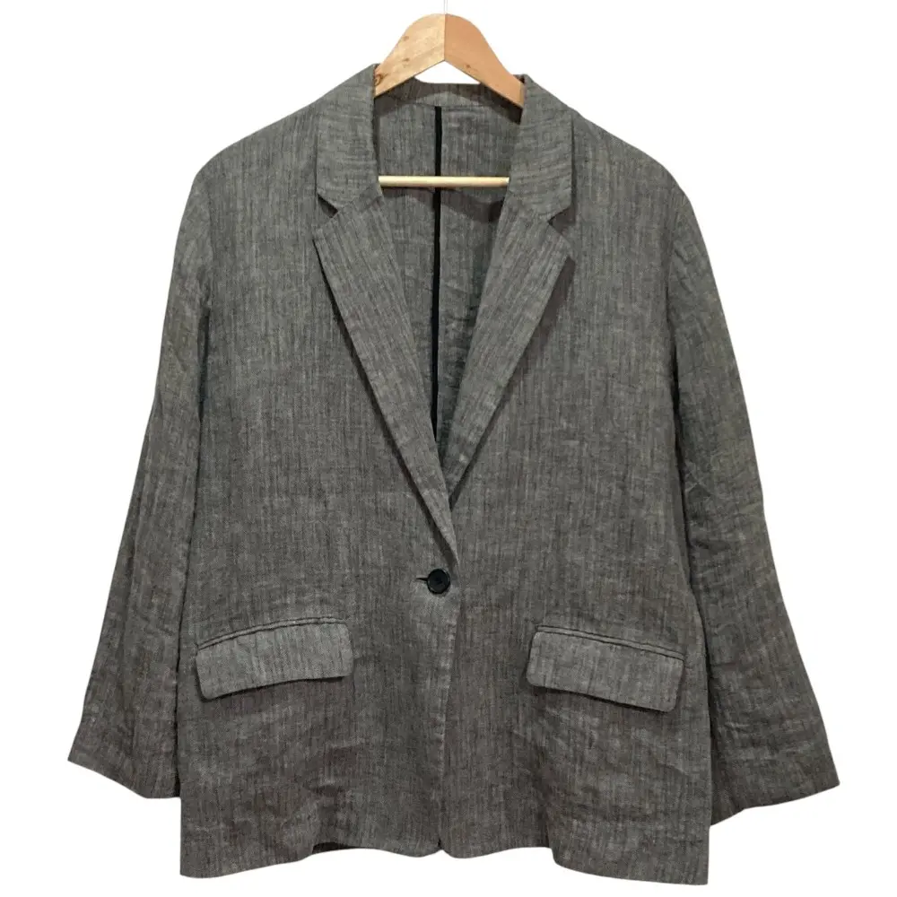 24SS Spick and Span スピックアンドスパン ヘリンボーン リネン テーラードジャケット 38 グレー