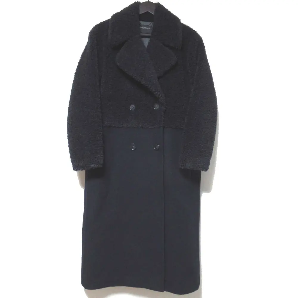 SPORTMAX CODE スポーツマックスコード マックスマーラ ボア切替 ダブルブレスト チェスターコート I34サイズ ダークネイビー