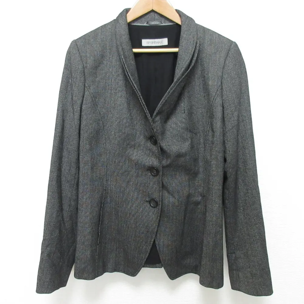 SPORTMAX スポーツマックス ウール バックリボンジャケット 大きいサイズ 48 グレー