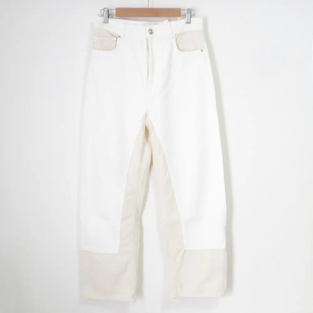 24SS SPORTMAX スポーツマックス マックスマーラ ドッキングワークデニムパンツ 25サイズ ホワイト ベージュ