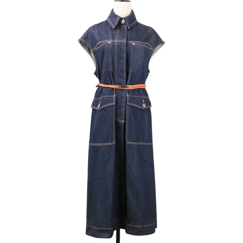 SPORTMAX スポーツマックス マックスマーラ ノースリーブ ロングデニムコート ジレ ワンピース サイズ38 インディゴブルー