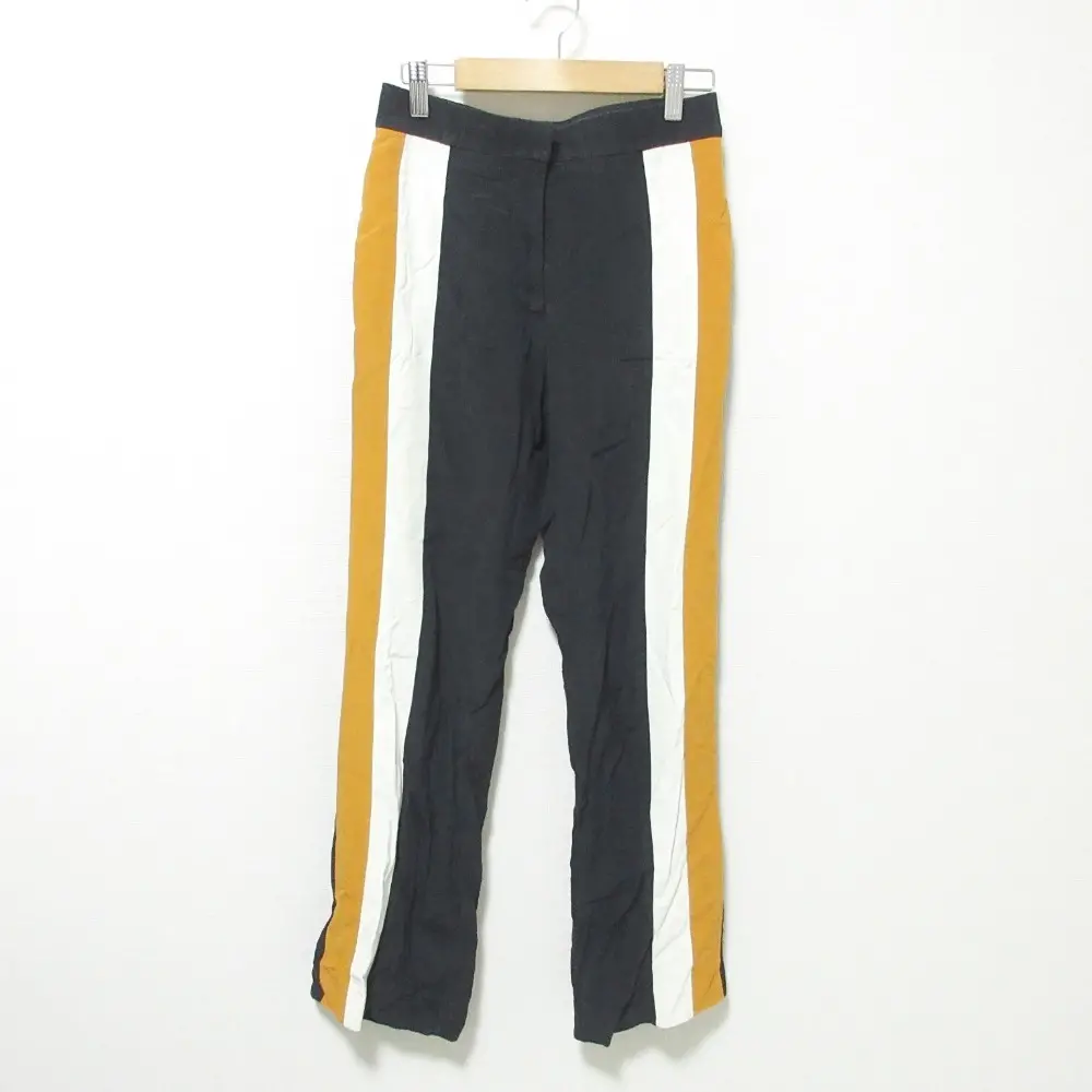 Stella McCartney ステラマッカートニー シルク100％ ラインパンツ スラックス 34 ブラック