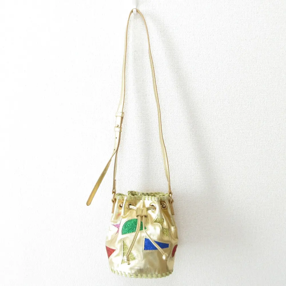 Stella McCartney ステラマッカートニー キッズ グリッター 巾着 ドローストリングバッグ ショルダーバッグ ポシェット ゴールド