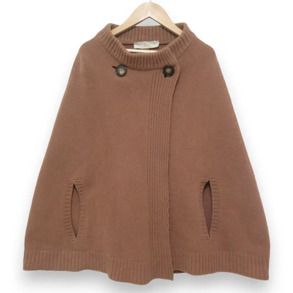 STELLA McCARTNEY ステラマッカートニー ウール100％ ボトルネック ニットポンチョ セーター ジャケット 36 ブラウン系