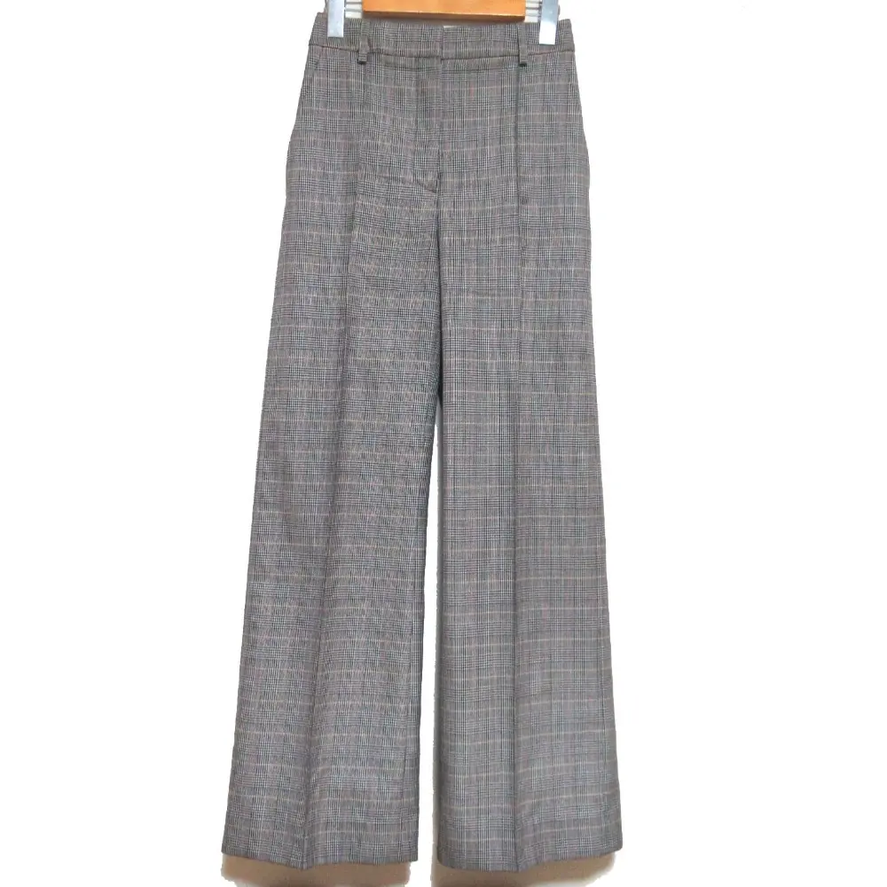 Stella McCartney ステラマッカートニー グレンチェック柄 センタープレス ワイドパンツ スラックス トラウザーズ 34 グレー系