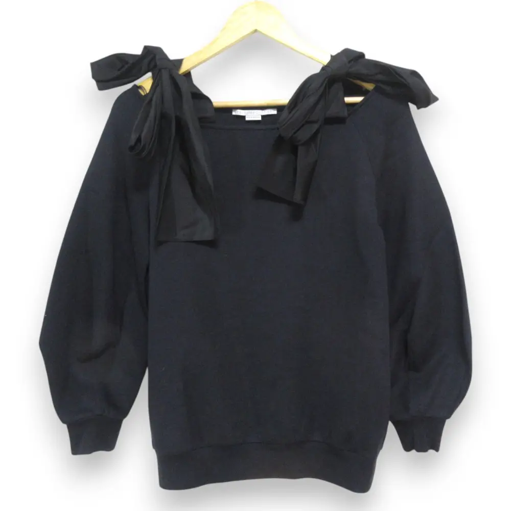 STELLA McCARTNEY ステラマッカートニー ショルダーリボン 長袖 プルオーバー スウェット カットソー 38 ネイビー×ブラック