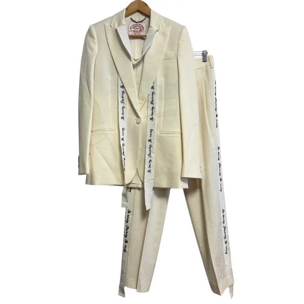 STELLA McCARTNEY ステラマッカートニー ビーズ刺繍 テーラードジャケット＋スラックスパンツ セットアップ 34/36 オフホワイト