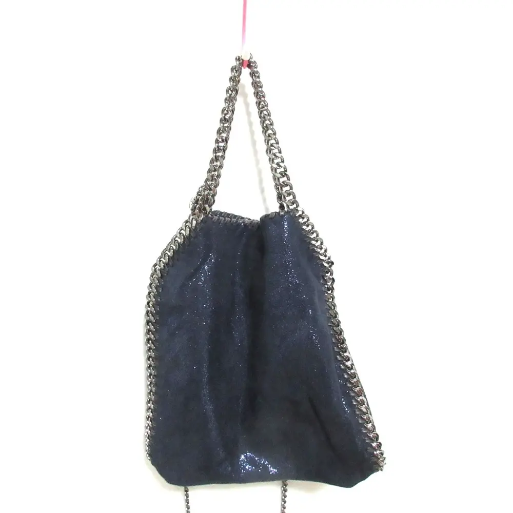 STELLA McCARTNEY ステラマッカートニー グリッター ファラベラ 2way チェーン ハンドバッグ ショルダーバッグ ネイビー シルバー