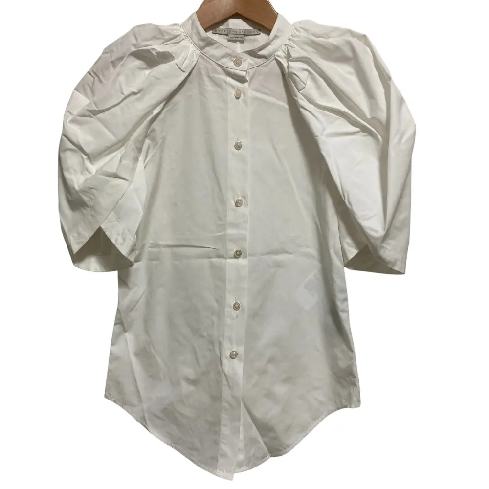 クリーニング済み STELLA McCARTNEY ステラマッカートニー パワーショルダー シャツ ブラウス 34 ホワイト
